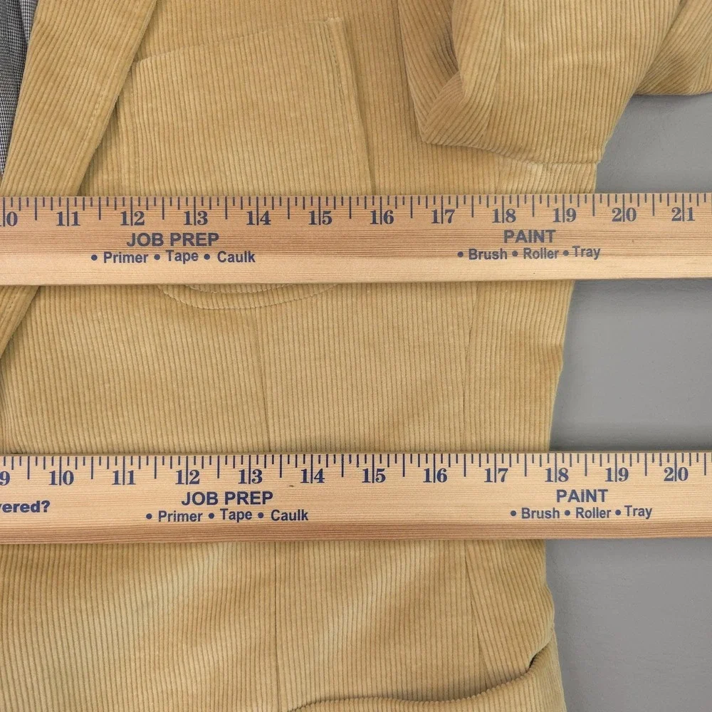 Frank & Oak Blazer Mens 38-40 Beige Cotton Corduroy Slim Sport Coat Jacket Fall